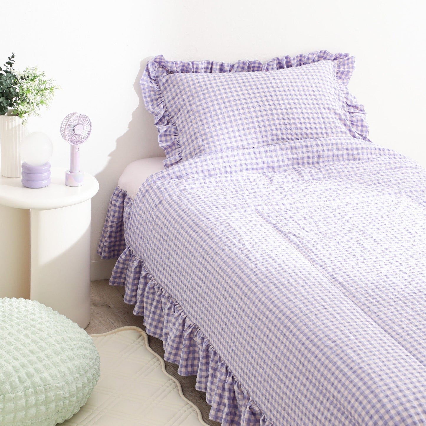 Popcorn Waffle Floor Cushion ¦µ60 Light Green