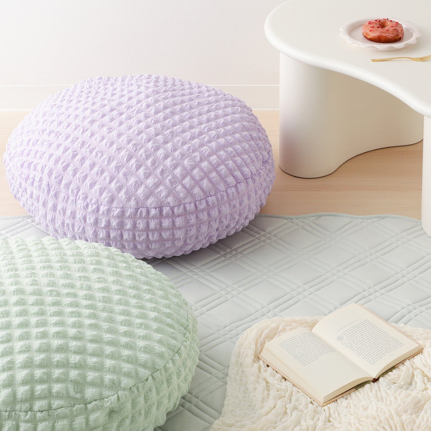 Popcorn Waffle Floor Cushion ¦µ60 Light Purple